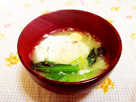 柚子胡椒風味♪ほうれん草と卵のお味噌汁